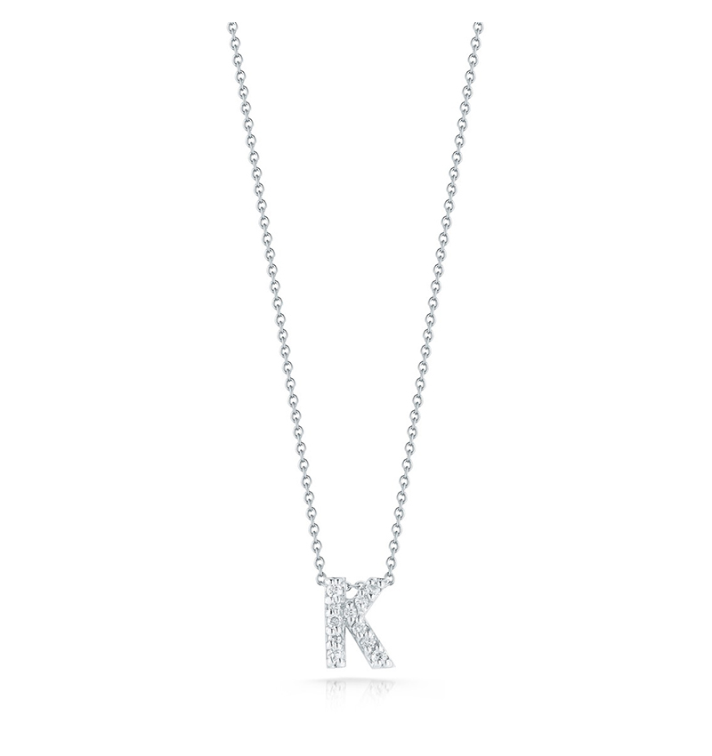 Roberto Coin Tiny Treasures White Gold "Love Letter" Initial Pendant